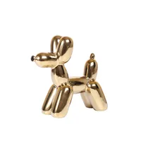 Gold Balloon Dog Figures Metallic Ceramic Rabbit Sculpture Pop Art Animals Statyer Kids Room Decor Birthday Present 7 Inch