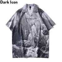 Karanlık Simgesi Hawaii Gömlek Erkekler Yaz Plaj Tatil erkek Gömlek Vintage Sokak Erkek Top 210721