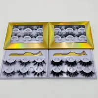3 paar Wimpern mit Pinzette Make-up falscher Wimrich Vollstreifen Wimpern Nerzend Dicke 3D-Wimpern mit Kleinkastengroßhandel