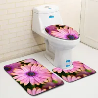 Mattor Vacker blomma mattor 3-bitar badrum toalett täckmatta icke-halkar absorberande kök golv mattor hem dekorativ fotdyna
