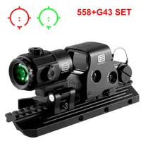 558 Holografik Red Dot Sight 558 + G43 G33X Sight Büyüteç Collimator Sight Refleks ile 20mm Holografik Kapsam Kırmızı / Yeşil Işıklı