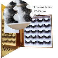 Grymhetfri naturlig 25mm mink ögonfransar 10 par lash book 3d fransar bulkförpackning vit bricka grossist