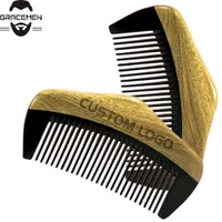 ADEDI 100 ADET Özelleştirilmiş Logo Premium Doğal Yeşil Sandal Ağacı Saç Tarak Ahşap Sakal Combs Geniş Diş Erkekler Kadınlar Için