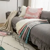 Couvre de chaise en dentelle de fleur de style pliage couverture de canapé molle couleur unie à couleur unie à la couleur