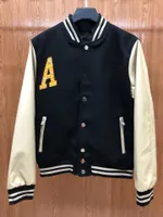 2021 Fashion Mens Leather Jacket Classic Man Luxury Jackes Yellow Letters Broderi Stitching Letters Coats Baseball Stylsh Streetwear Ytterkläder