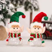 Transparent Elf Baby Doll Candy Tin Xmas Tree Tree Appeso Borse Orementi Buon Natale Decor Bambini Naviidad Confezione regalo Confezione