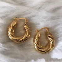 Big Hoop Earrings Hängsmycke Kvinnors Bröllop Smycken Satser Real 14K Gult Solid Fine Gold Africa Daily Wear Gift 51 U2