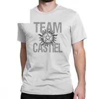 남자 티셔츠 맨 초자연 티셔츠 팀 Castiel Spn 형제 빈티지 Crewneck 반소매 탑 티 티