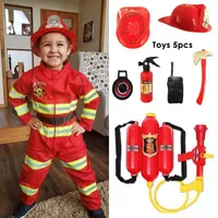 Disfraz de Halloween Bombero Cosplay para niños Boys Girls Carnival Party Sam Fireman Uniform Carnival Toys Trajes Trabajar Ropa Q0910