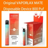 VAPORLAX MATE Disposable Device Pre-filled cigarettes 3ml Cartridge Pod 500mAh Battery 800 Puff Vape Xtra Bar PLUS Flow Kits a11