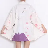 Etnik Giyim Japon Kimono Kiraz Baskı Yukata Kadın Gömlek Casual Harajuku Kadın Kimonos Kawaii Asya Cosplay Kostüm Tops