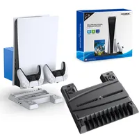TP5-0593 Multifunktionsständer für PS5-Konsole-Kühllüfter-Ladegerät-Basis mit Game Disc-Speicher P5 Controller Ladedock