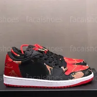 Shoes 1 Low OG Chinese Year Skateboard Black University Red Metallic Gold CNY Casual Sneakers DD2233-001