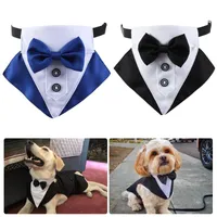 Fato do cão terno do smoking e bandana ajustou a festa de casamento do animal de estimação Camisa de gravata de arco para grandes cães médios golden retriever