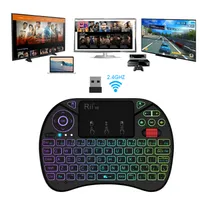 RII X8 Portable 2,4 GHz Mini Wireless Keyboard Controller mit Touchpad-Maus Combo, 8 Farben RGB Hintergrundbeleuchtung, wiederaufladbarer Li-Ion-Akku für Google Android TV