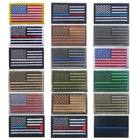 US Flag Tactical Military Patches Party Favor Gold Border American Flags Lron On Patches Applique Jeans Fabric Sticker For Hat Badges
