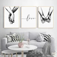 Cartaz Nórdico Preto e Branco Segurando Mãos Canvas Arte Da Arte Impressão de Amor Citações Home Pintura Decorativa Fotos para sala de estar X0726