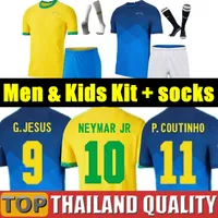 brazil maillots de foot 2020 Brésil ensemble de maillot de football COUTINHO FIRMINO JESUS 2021 Hommes femmes kit enfant uniformes