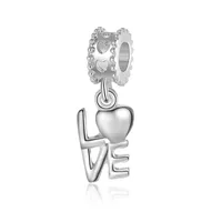Se encaixa Pandora Sterling prata pulseira 30 pcs amor coração dangle beads encantos para a cadeia de encanto de cobra europeia moda diy jóias por atacado