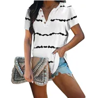 여성용 티셔츠 여름 버튼 장식 V 넥 짧은 소매 느슨한 상단 우아한 여성 캐주얼 패션 대형 티 풀오버 플러스 사이즈 5XL
