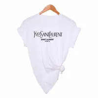 t-shirt för kvinnor tryckt brev avslappnad vit svart pulver kortärmad Stor storlek vår och sommar kn6j