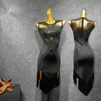 Casual Kleider Frauen Performance Kostüme Pailletten Lateinische Tanzkleid Tassel Sexy Wettbewerb Wear Salsa DJ Sänger