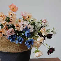 Dekorative Blumen Kränze Künstliche Anemone Seide Blumenvase Bouquet Langer Zweig für Hochzeit, Party, Festivals