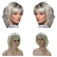 Women&#039;s short wigs like human hair Synthetic heat-resistant natural Silver gray elf halloween Everyday fiber lace wig