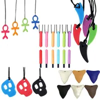 Sensory Chew Necklace Pack Silicone Pendant Training Toy Autism Chewy Toys