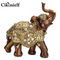 Cikonief s m l feng shui latón color resina elegante elefante tronco estatua riqueza suerte estatuilla decoración del hogar regalo x0710