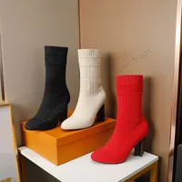 Lüks Tasarımcılar Martin Çizmeler Kadın Çorap Ayakkabı Yüksek Topuklu Koyun Astar Eğik Ayak Bileği Boot Boyutu 35-43