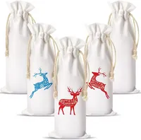 Weinflasche Tasche mit Kordelzug Sublimation Leerer Weinbeutel Polyester Wärmeübertragung DIY Bag für Weihnachten CO17