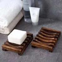 Natural Bamboo Wooden Soap Dishes Plate Tray Holder Box Case Shower Hand Washing Soaps Holders DH8567