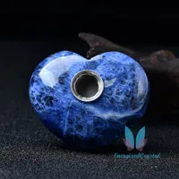 Blue-Vein Stone Heart Pipe Quartz Healing Crystal Reiki Tobacco Portable Rökning Tillbehör