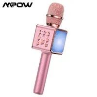 MPOW Combo Karaoke Mikrofon Hoparlör Kablosuz Bluetooth Singing Makinesi LED Işıkları ile Taşınabilir El Karaoke Mic Parti için