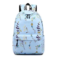 Outdoor Bags Casual Waterproof Women Backpack Flower Print Girls College Laptop Backpacks Lady Travel Sky Blue