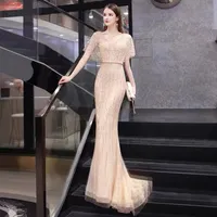 L0831 Dress Evening Sukienka Kobieta 2021 Nowe doroczne spotkanie Wydajność hosta High-end High-end Waist talii był cienki ciężki przemysł długą spódnicę