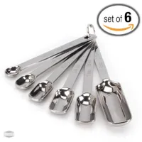 6pcs Set Narrow Stainless Steel Spice Measuring Spoons Baking Spoon DIY Kitchen Cookers Tool 210615