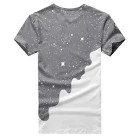 Мужские летние футболки Tee Fashion Trend налитый узор Перевернутый молоком 3D напечатаны с короткими рукавами тройники круглые шеи тонкие повседневные футшевки