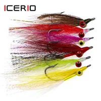 ICERIO 10PCS Clouser Deep Minnow Streamers Stainless Steel Hook Artificial Flies Bass Saltwater Fishing Fly Lure Bait 211224