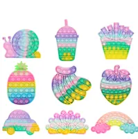Party Gunst Rainbow Color Fidget Toy Push Bubble Anti-Stress Relief Sensory Toys