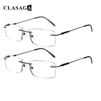 サングラスClasaga 2パック読書メガネメタルヒンジフレームレス男性と女性HD処方リーダー眼鏡