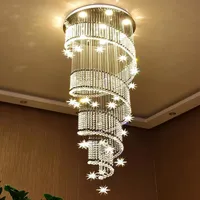 Chandeliers modernes à LED K9 80cm 100cm Dimmater Crystal Lustre Éclairage High Hanging Stair Bar Home Pendentif Éclairage Comprend une ampoule
