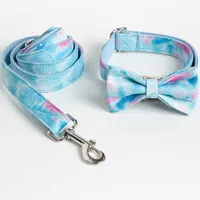 Dog Collars & Leashes OLN Personalized ID Collar And Leash Set Fantasy Blue Designer Pet Quick Release Adjustable Walking Lead