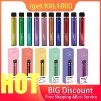 Original Iget XXL Disposable Pod E cigarette Device Kit 1800 Puffs 950mAh Battery 7ml Prefilled Cartridge Vape Pen 100% Authentic VS Plus Bang Gunnpods King Max