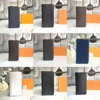 Designers Zipper Vertical Wallet Men Clutch Bag Card Holder Coated Canvas Coin Purse Leather Wallets With Original box