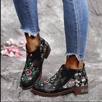 Оптовые сапоги лодыжки середины каблуки осень кожаные PU Chaussures Femme Zapatos Mujer Sapato Matin обувь для обуви женщин