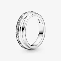 100% 925 Sterling Prata Triple Band Paver Anéis para Pandora Mulheres Acessórios De Jóias De Noivado De Casamento