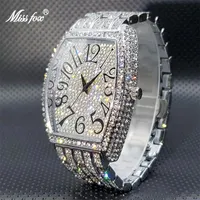 Armbanduhren Missfox Echtes großes Zifferblatt mit glänzendem Ice Out Diamond Japanisch Uhr Wache für Männer Luxus verkaufen Saudi-Arabien kostenloses Schiff