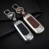 Schlüsselanhänger Zinklegierung Leder Auto Remote Key Case Deckung für Mazda 2 3 6 Axela Atenza CX-5 CX5 CX-7 CX-9 2014 2021